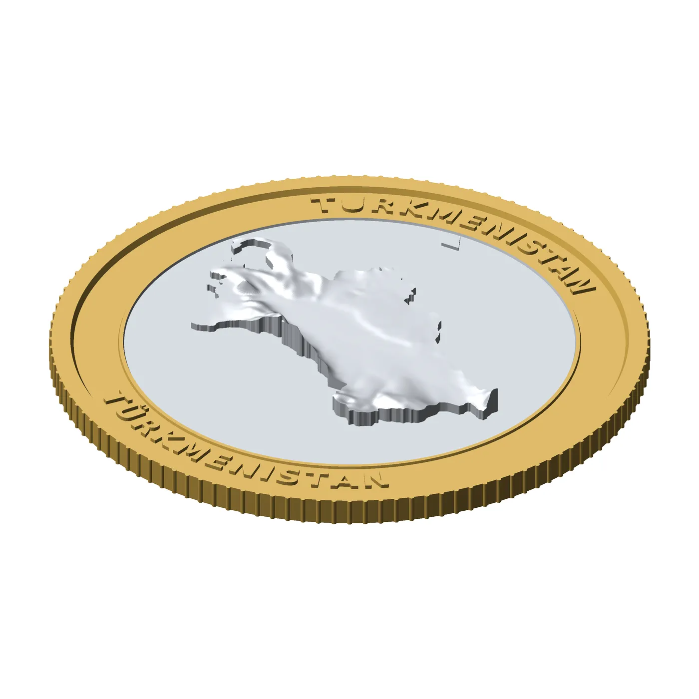 Turkmenistan 3D Topographic Coin 85 mm Relief Collector Token 3D Print Model .c4d .max .obj .3ds .fbx .stl .blend 