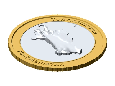 Turkmenistan 3D Topographic Coin 85 mm Relief Collector Token 3D Print Model