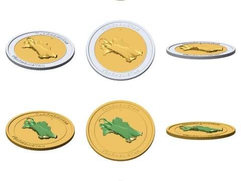 Turkmenistan 3D Topographic Coin 85 mm Relief Collector Token 3D Print Model