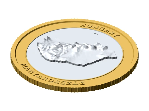 Hungary 3D Topographic Coin 85 mm Relief Collector Token 3D Print Model