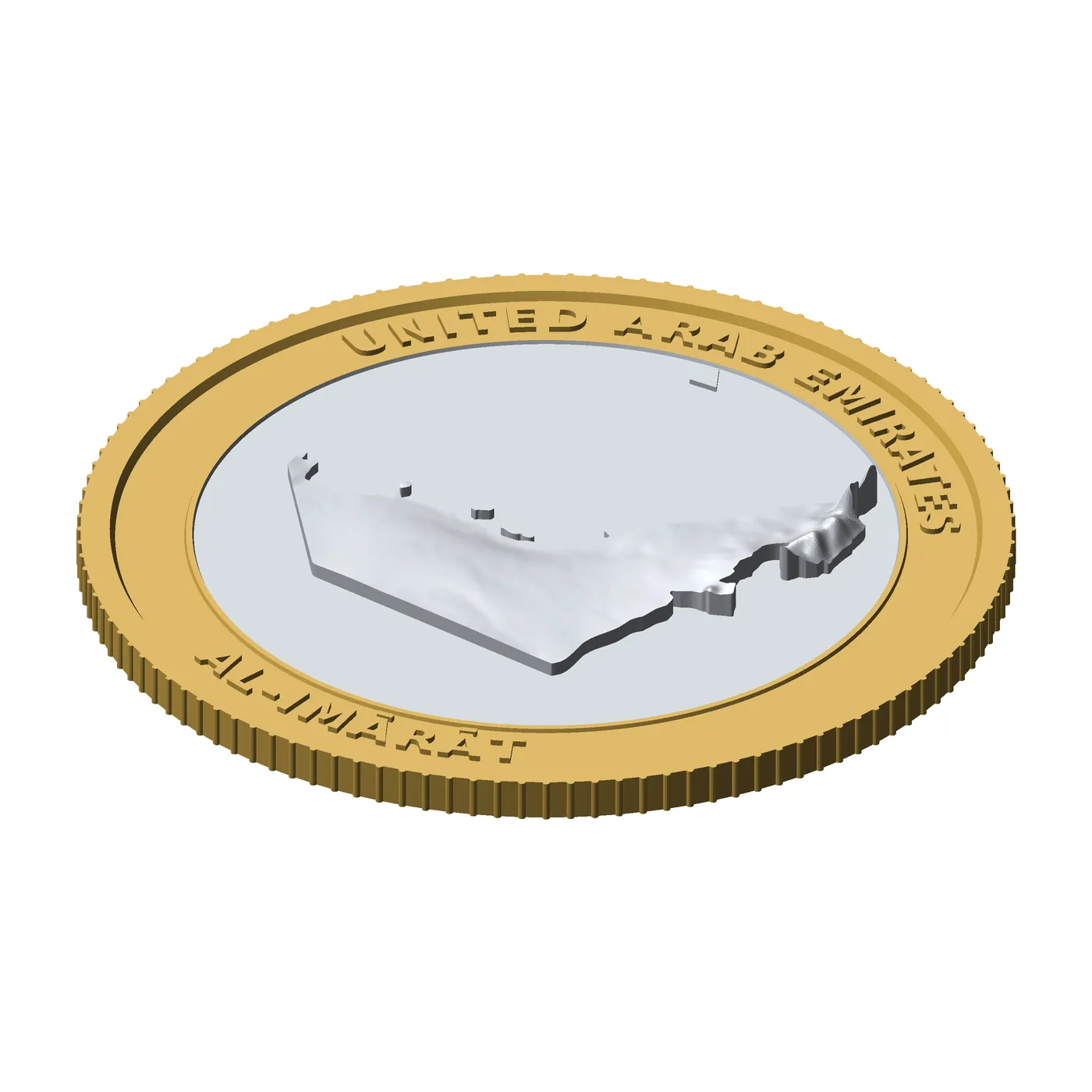 United Arab Emirates 3D Topographic Coin 85 mm Relief Collector Token 3D Print Model .c4d .max .obj .3ds .fbx .stl .blend