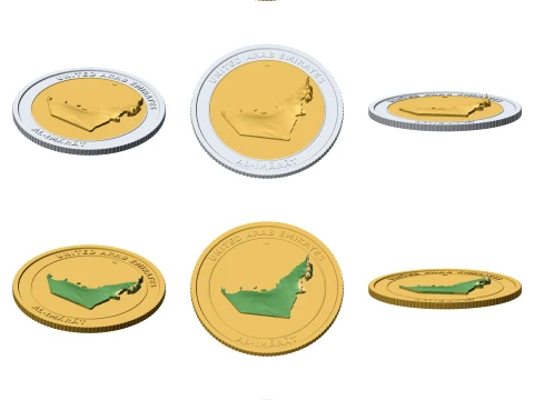 United Arab Emirates 3D Topographic Coin 85 mm Relief Collector Token 3D Print Model