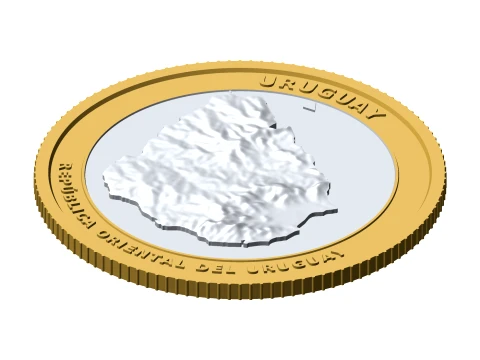 Uruguay 3D Topographic Coin 85 mm Relief Collector Token Modello di stampa 3D
