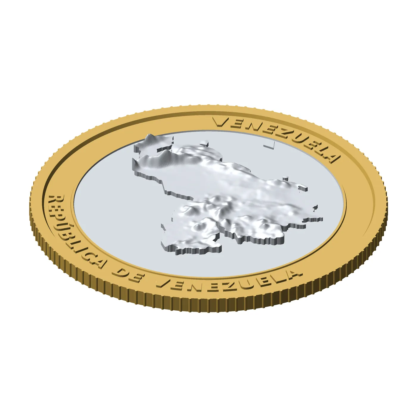 Venezuela 3D Topographic Coin 85 mm Relief Collector Token 3D Print Model .c4d .max .obj .3ds .fbx .stl .blend 