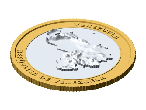 Moeda Topogr&aacute;fica 3D Venezuela Token de Colecionador de Relevo de 85 mm Modelo de Impressão 3D