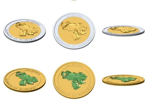 Venezuela 3D Topographic Coin 85 mm Relief Collector Token 3D Print Model