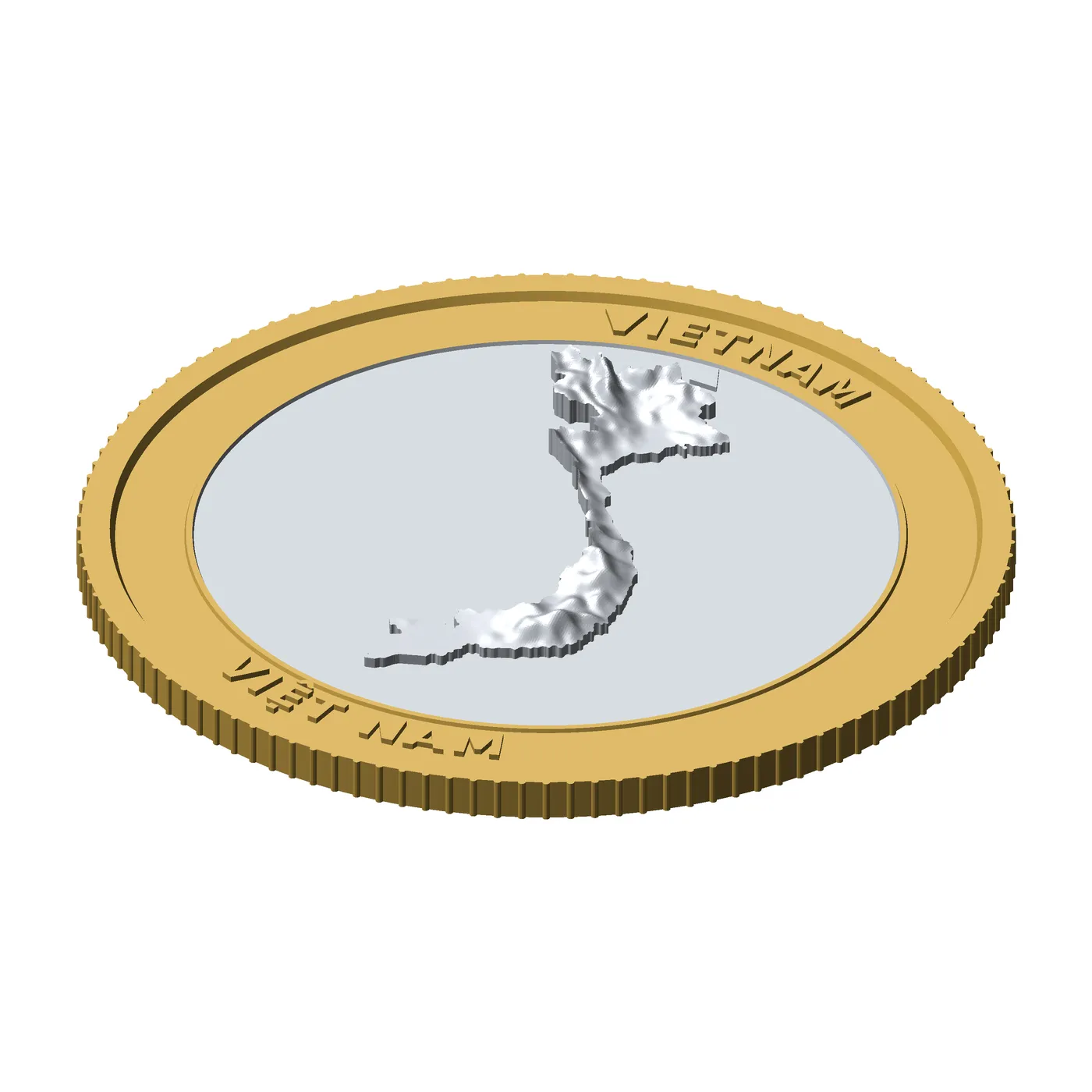 Vietnam 3D Topographic Coin 85 mm Relief Collector Token 3D Print Model .c4d .max .obj .3ds .fbx .stl .blend