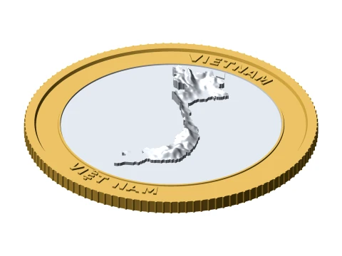 Vietnam 3D Topographic Coin 85 mm Relief Collector Token 3D Print Model