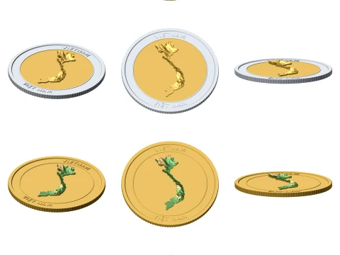 Vietnam 3D Topographic Coin 85 mm Relief Collector Token 3D Print Model