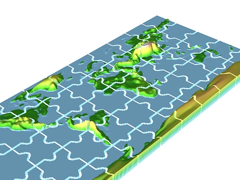 Weltkarte Geographie Puzzle Medium 3D Druck STL 3D Druckmodell