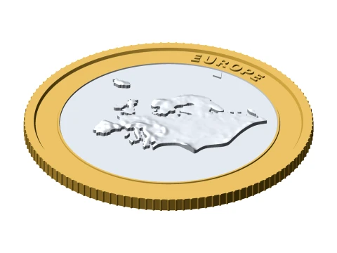 Europe 3D Topographic Coin 85 mm Relief Collector Token 3D Print Model