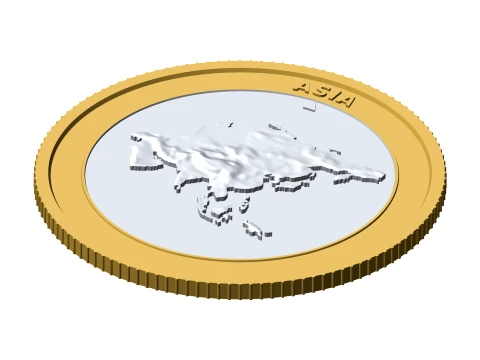 Asia 3D Topographic Coin 85 mm Relief Collector Token 3D Print Model