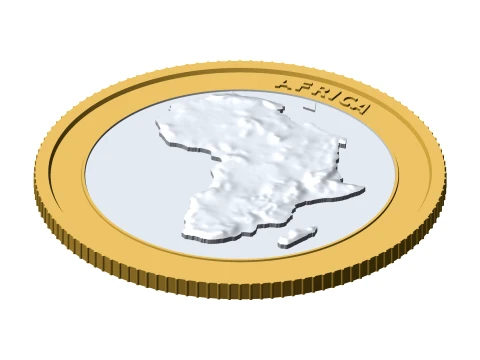 Africa 3D Topographic Coin 85 mm Relief Collector Token 3D Print Model