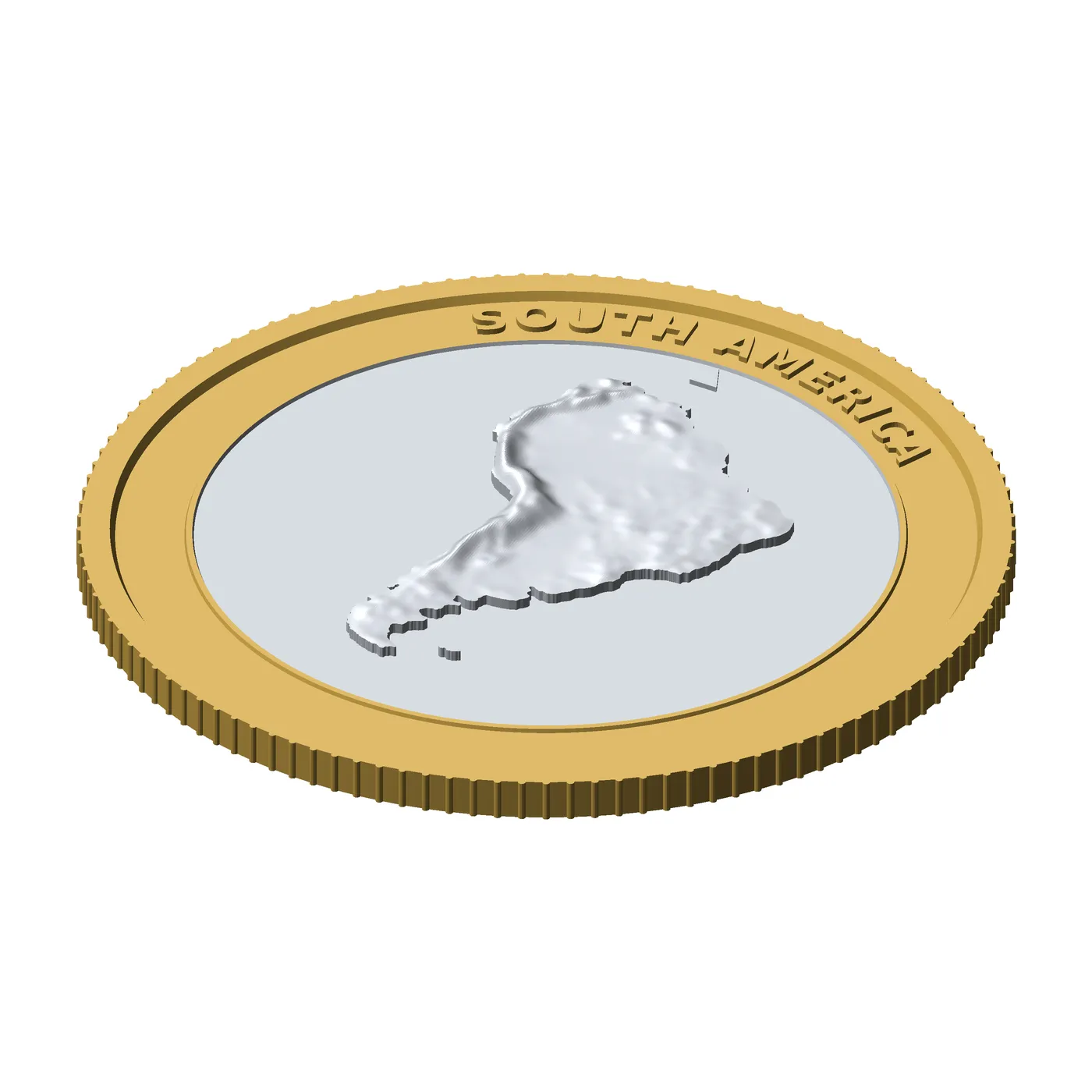South America 3D Topographic Coin 85 mm Relief Collector Token 3D Print Model .c4d .max .obj .3ds .fbx .stl .blend 