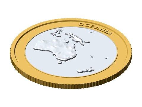 Oceania 3D Topographic Coin 85 mm Relief Collector Token 3D Print Model