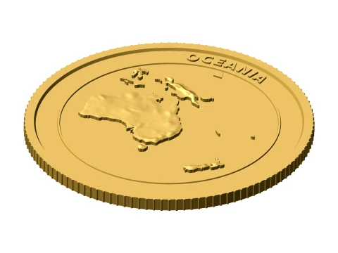 Oceania 3D Topographic Coin 85 mm Relief Collector Token 3D Print Model