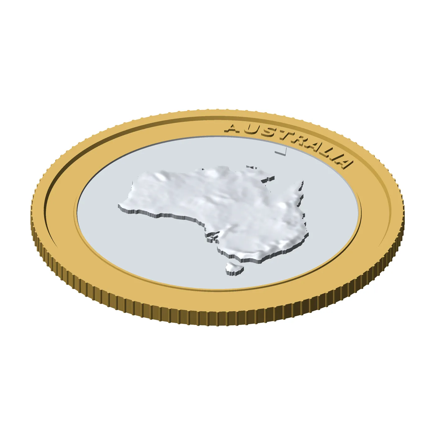 Australia 3D Topographic Coin 85 mm Relief Collector Token 3D Print Model .c4d .max .obj .3ds .fbx .stl .blend 