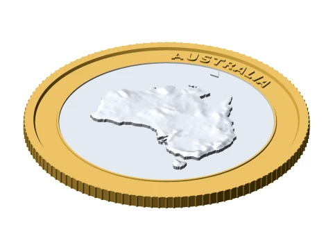 Australia 3D Topographic Coin 85 mm Relief Collector Token 3D Print Model