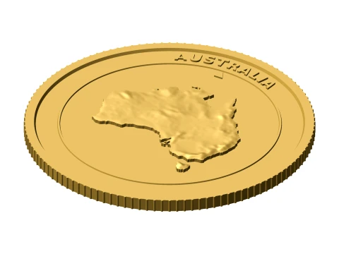 Australia 3D Topographic Coin 85 mm Relief Collector Token 3D Print Model