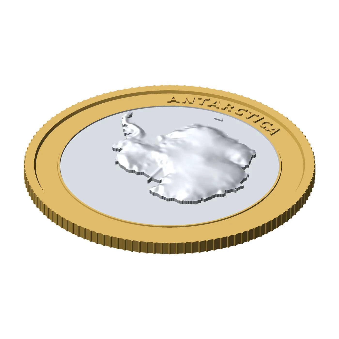 Antarctica 3D Topographic Coin 85 mm Relief Collector Token 3D Print Model .c4d .max .obj .3ds .fbx .stl .blend 