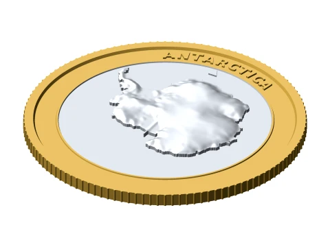 Antarctica 3D Topographic Coin 85 mm Relief Collector Token 3D Print Model
