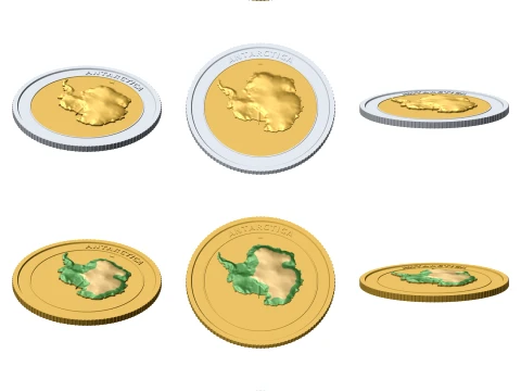 Antarctica 3D Topographic Coin 85 mm Relief Collector Token 3D Print Model