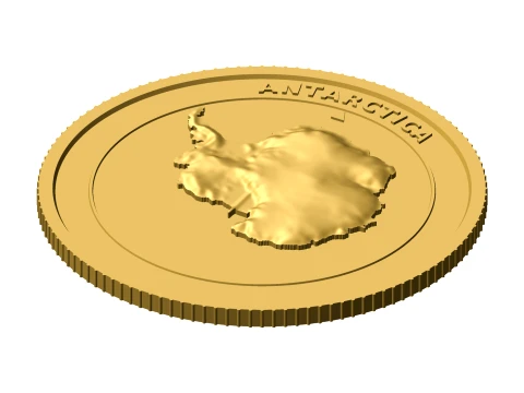 Antarctica 3D Topographic Coin 85 mm Relief Collector Token 3D Print Model