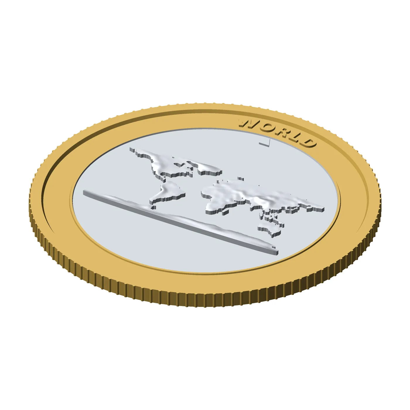 World 3D Topographic Coin 85 mm Relief Collector Token 3D Print Model .c4d .max .obj .3ds .fbx .stl .blend 