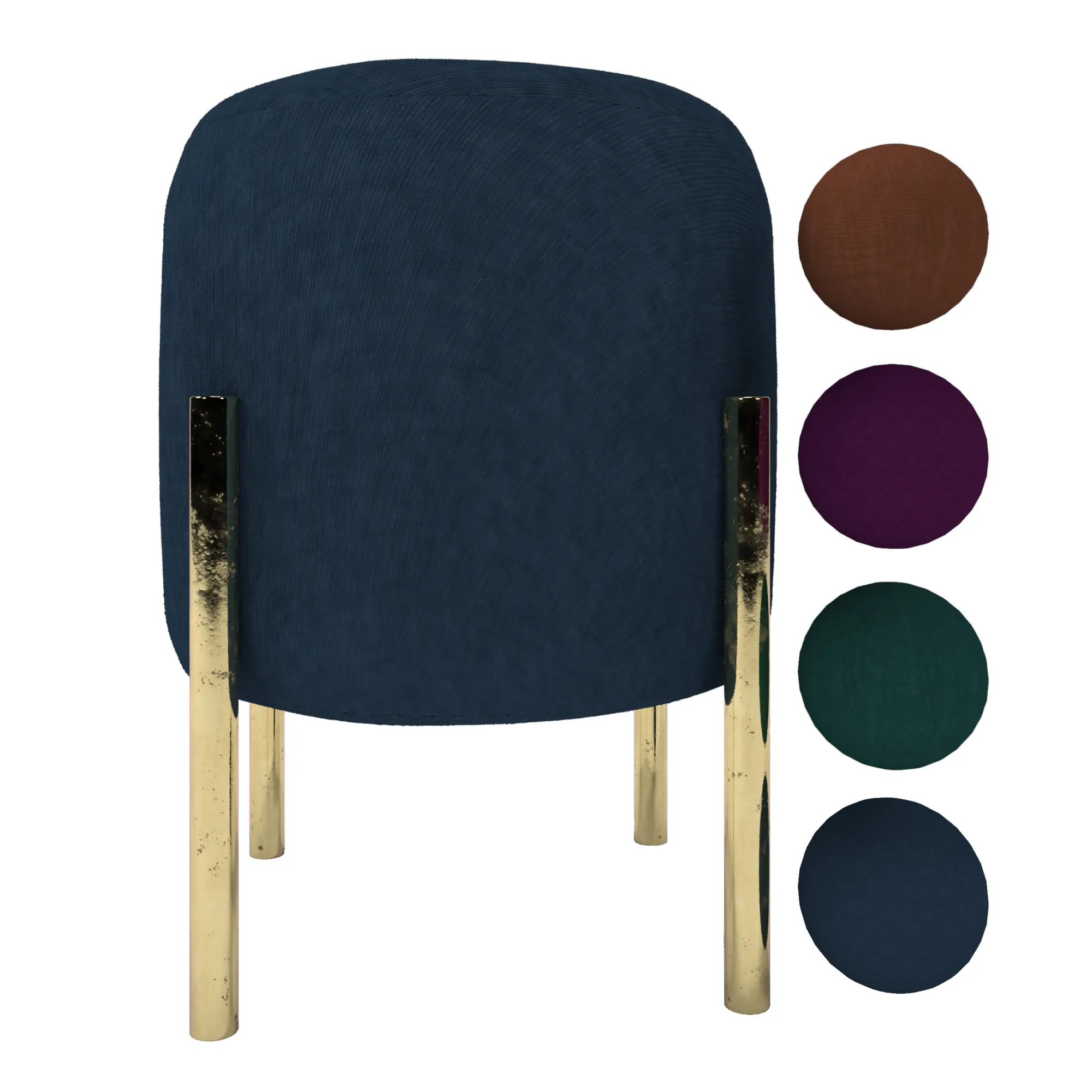 Modern Upholstered Dining Chair with Gold Metal Legs 3D Model .c4d .max .obj .3ds .fbx .stl .blend 