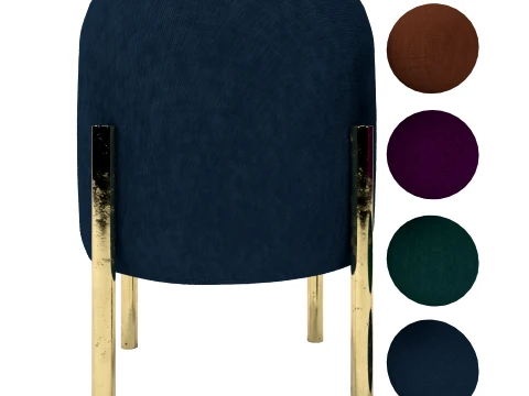 Modern Upholstered Dining Chair with Gold Metal Legs Modelo 3D