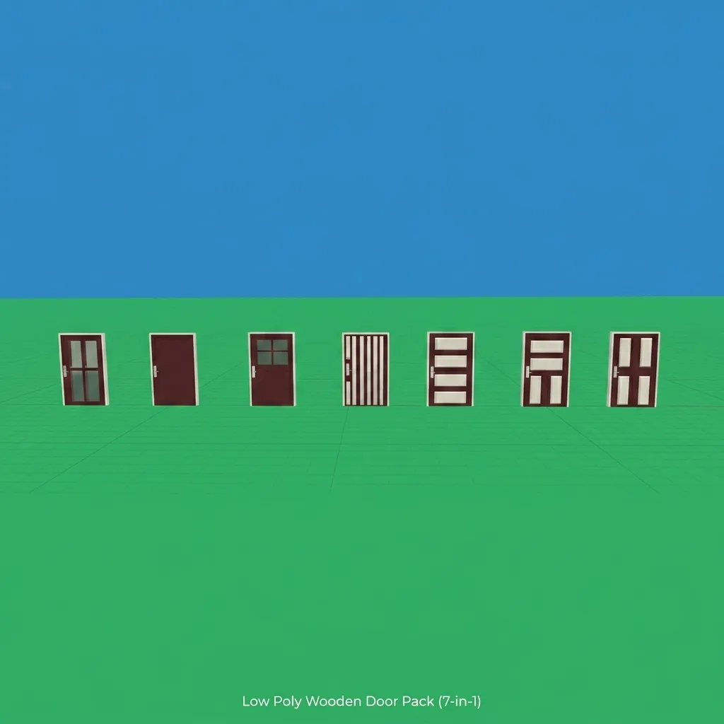 7 Low Poly Modular Doors Pack - 3D Assets 3D Model .c4d .max .obj .3ds .fbx .stl .blend 