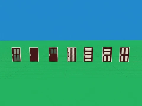 7 Low Poly Modular Doors Pack - 3D Assets 3D Model