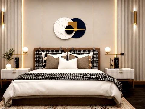 Interior de dormitorio de lujo moderno SketchUp 3ds Max V-Ray Modelo 3D
