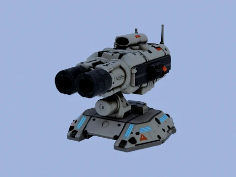 Doublebarreled turret 3D Model