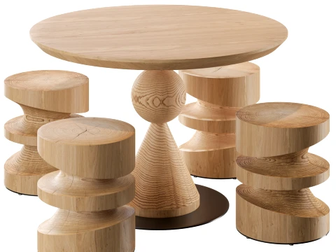 Circus Table Tornado Stool Riva1920 3D Model