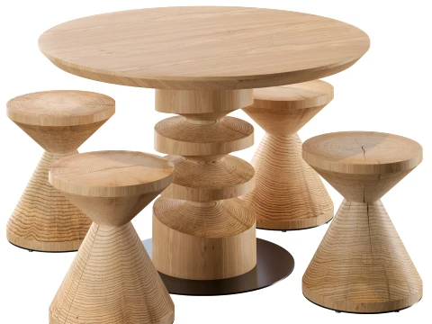 Tornado Table Apex Stool Riva1920 3D Model
