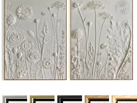 Plaster Two Photo Frame B-777 3D Model