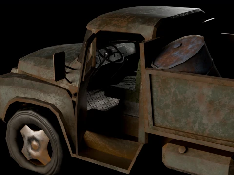 ZIL-130 Props Low-Poly PSX-Style Soviet Truck 3D Model
