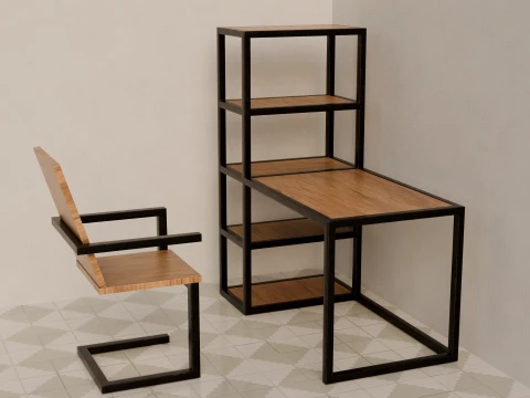 Loft-style furniture set Model 3D