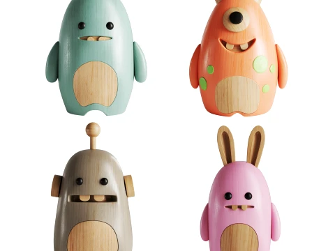 Cute Wooden Monsters Collection 02 3Dモデル