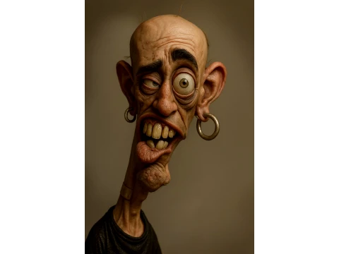 Stylized Grotesque Male Character Bust 3D Model