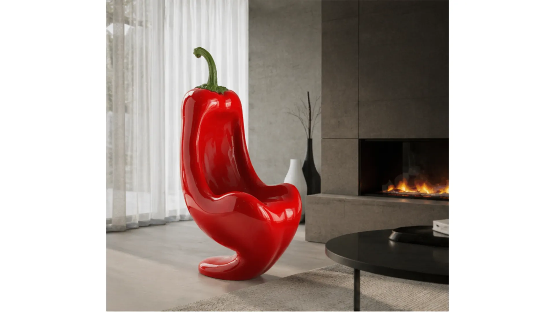 Modern Bell Pepper Lounge Chair 3D Model .c4d .max .obj .3ds .fbx .stl .blend 
