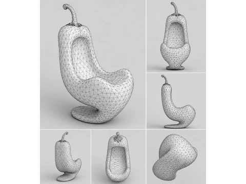 Modern Bell Pepper Lounge Chair 3D Model