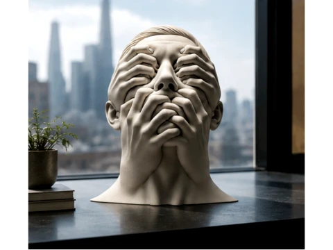 Surreal Multi-Hand Human Bust Sculpture 3D Model