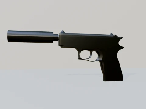 Tactisch onderdrukt pistoolColt M1911 3D Model
