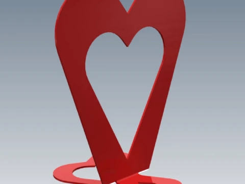 Metal Heart Sculpture Sheet Metal Laser Cut Bent CAD 3D Model