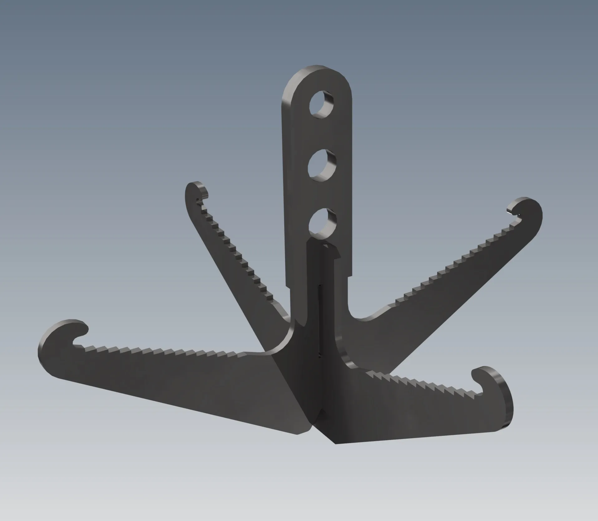 Grappling Hook Grapnel Manufacturing Sheet Metal 3mm CAD Laser Cut 3D Model .c4d .max .obj .3ds .fbx .stl .blend 