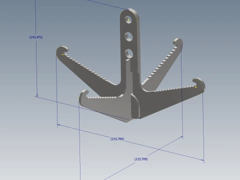 Grappling Hook Grapnel Manufacturing Sheet Metal 3mm CAD Laser Cut 3D Model