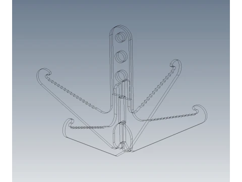 Grappling Hook Grapnel Manufacturing Sheet Metal 3mm CAD Laser Cut 3D Model