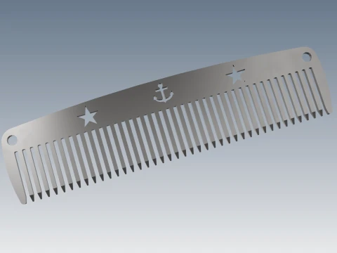 Stainless Steel Hair Comb-2 Laser Cut Sheet Metal CAD Model Modèle 3D